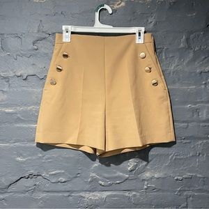 High waisted camel trouser shorts